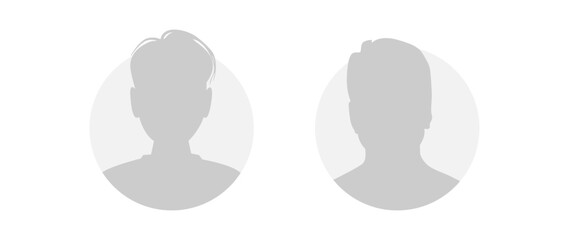 Vector flat illustration. Icons of man and woman. Avatar, user profile, person icon, profile picture. Suitable for social media profiles, icons, screensavers and as a template. Business concept.
