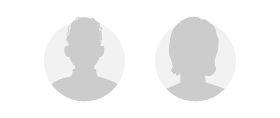 Vector flat illustration. Icons of man and woman. Avatar, user profile, person icon, profile picture. Suitable for social media profiles, icons, screensavers and as a template. Business concept.