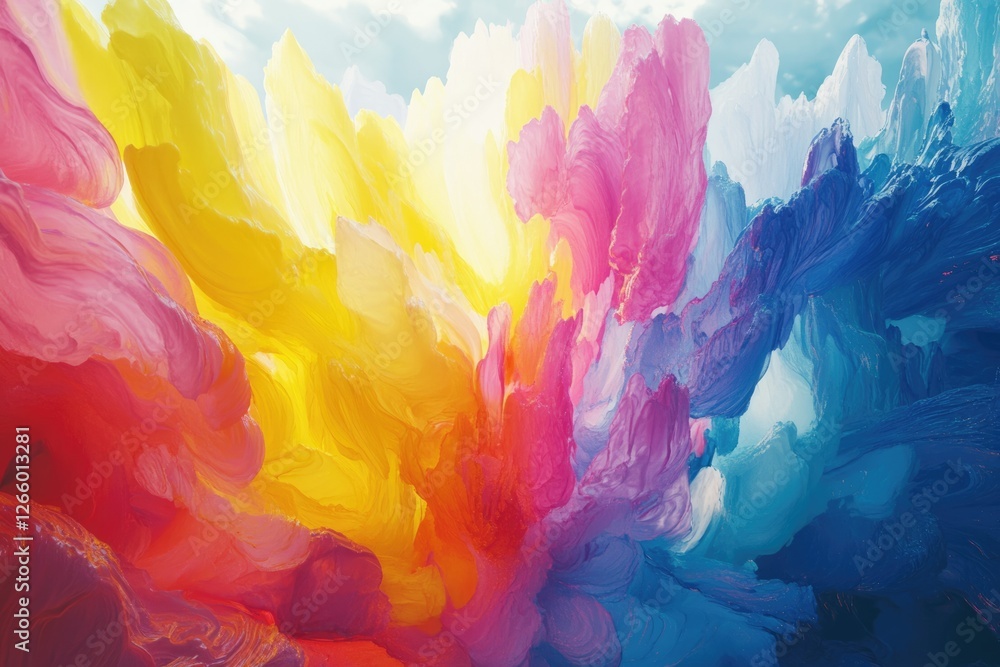 Poster abstract colorful painting with vibrant hues and dynamic brushstrokes creating a mesmerizing visual 