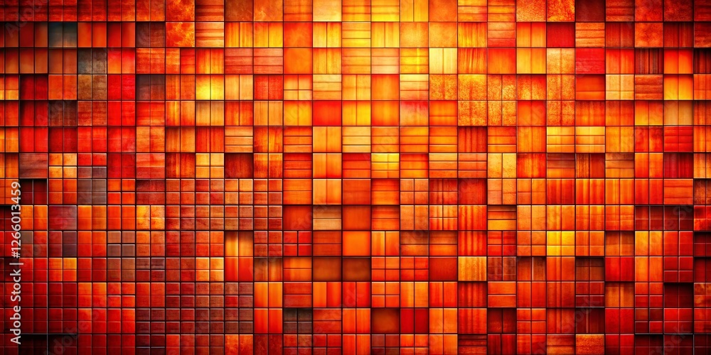 Poster panoramic abstract orange red textured grid pattern background