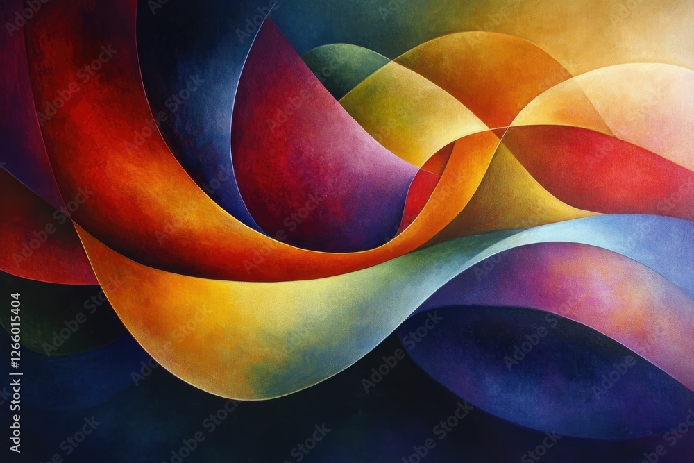 Poster abstract painting of flowing, vibrant colors creating a sense of movement and energy.