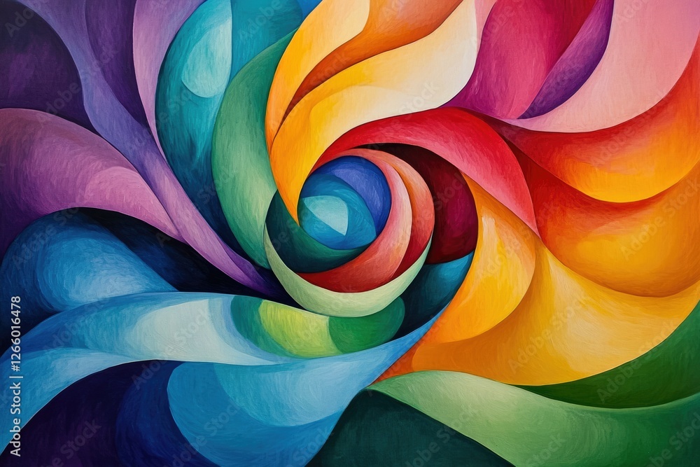 Poster Abstract swirling rainbow artwork with vibrant colors and smooth curves creating a mesmerizing visual experience.