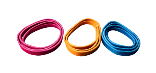 three set of Resistance Bands isolated transparent background