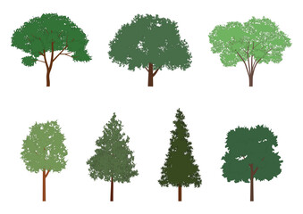 Vector set of trees for architectural projects
