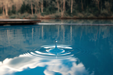 Crystal Clear Water Droplet Creating Ripples - World Water Day Concept