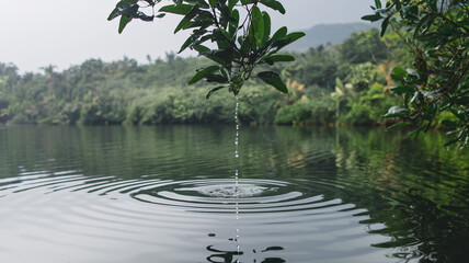 Crystal Clear Water Droplet Creating Ripples - World Water Day Concept
