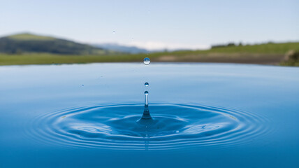 Crystal Clear Water Droplet Creating Ripples - World Water Day Concept