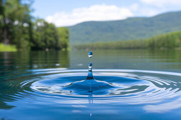 Crystal Clear Water Droplet Creating Ripples - World Water Day Concept