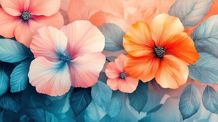 Obraz premium Vibrant floral arrangement nature digital art abstract background close-up view beauty and color harmony