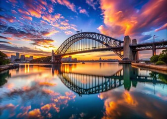 Naklejka premium Panoramic Rhodes River Bridge Sydney Australia Sunrise Stock Photo