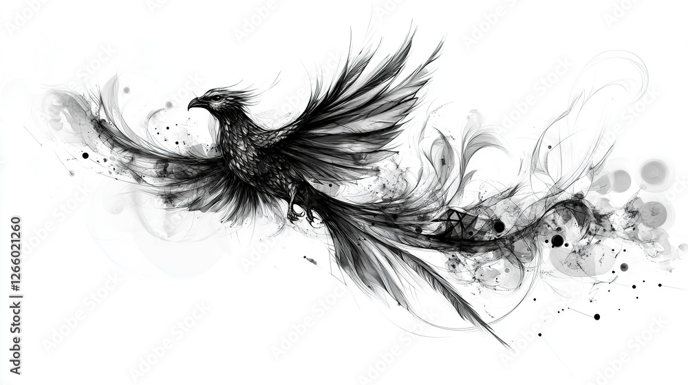 Poster dynamic artistic representation of a phoenix abstract realm digital artwork ethereal environment sid