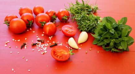 Sun-dried cherry tomatoes on a round tray