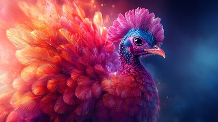 Fototapeta premium High-Tech Peacock with LED Feathers and Futuristic Neon Illumination Photo