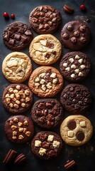 Homemade Style Cookies with Melted Chocolate, Nuts, and Fruit Mix Photo