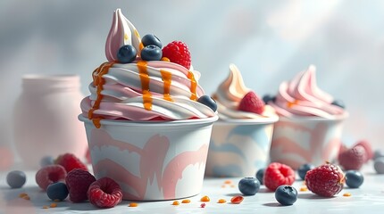 Fresh and vibrant celebration of national frozen yogurt day with colorful toppings