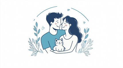 Obraz premium Happy Couple Settling into Their New Flat Together