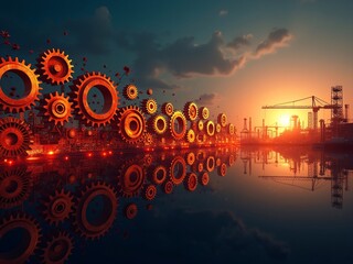 Fototapeta premium A conceptual fusion of mechanical gears representing hope, dignity, and a better future.. Concept Picture for Social Awareness on the World Labor Day or May Day
