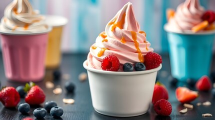  Fresh and vibrant celebration of national frozen yogurt day with colorful toppings