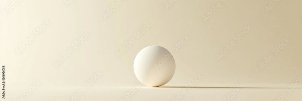 Poster White sphere resting on a flat surface with soft lighting filtered from one side, creating subtle shadows. Generative AI