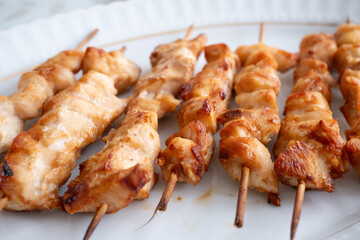 Grilled chicken Meat On Yakitori Style Meal Japanese Food