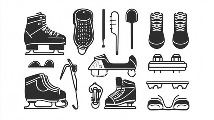 Ice Skating Elements Icon Set: Everything for Skating