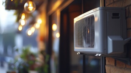 A close-up of a ceiling-mounted air conditioning system.