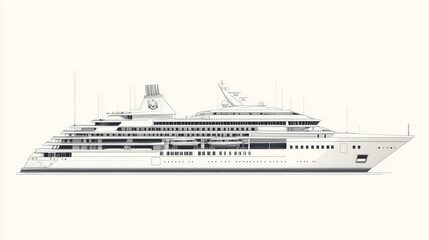 Obraz premium Luxury Cruise Ship Profile View, White Interior