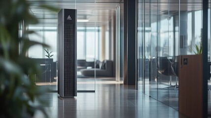 Fototapeta premium A commercial-grade air purifier in an office space.