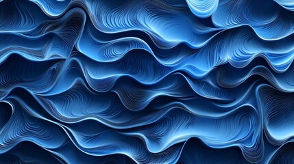 Blue Swirling Water Waves in Fluid Motion Illustration