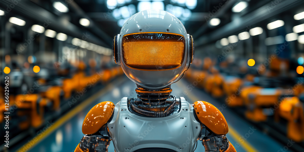 Poster advanced robotics in modern manufacturing facility revolutionizing efficiency with ai and automation
