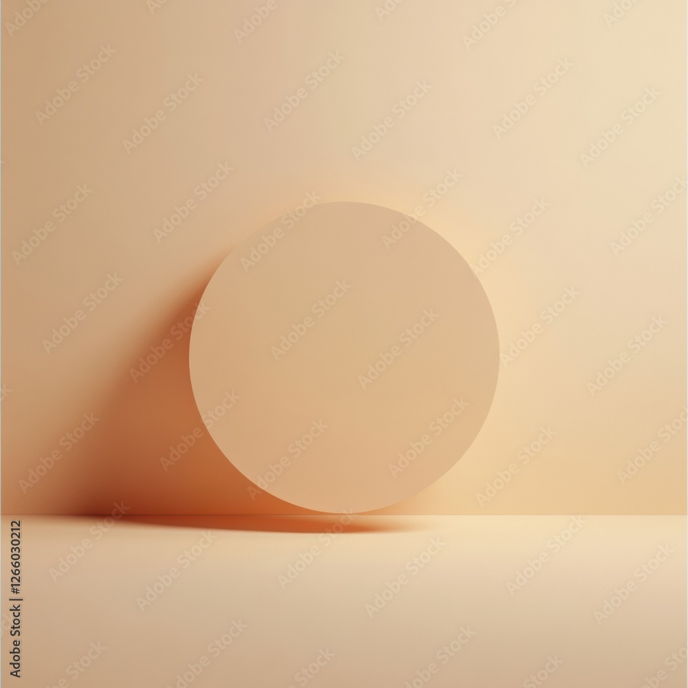 Poster Abstract circular shape in soft peach tones contrasts with smooth minimalist background. Generative AI