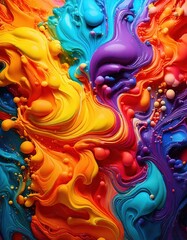 Vibrant swirling colors creating abstract patterns on a canvas