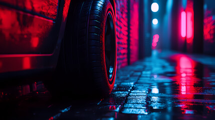moody dark alleyway neon