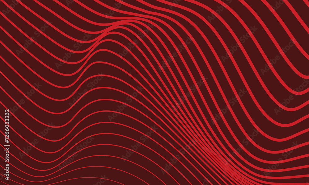 Poster this vector illustration features an abstract background with flowing red wave lines.