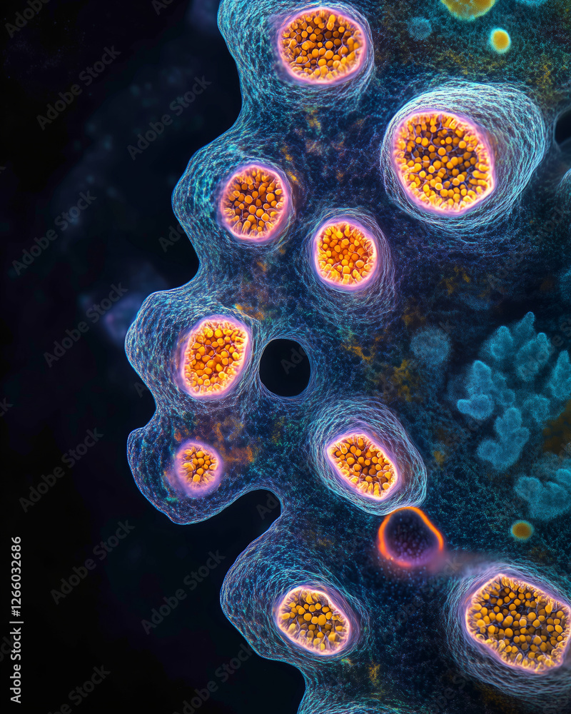 Poster A vibrant neuro-map showcases neural structures illuminated in dynamic colors