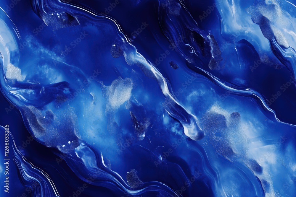 Poster seamless sodalite abstract blue marble texture with fluid patterns and swirls, creating a sense of d