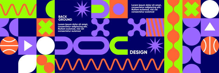 A bold abstract composition with geometric shapes in a mosaic style. A minimalist and modern vector background for posters, festivals, music, parties, and trendy banners. 