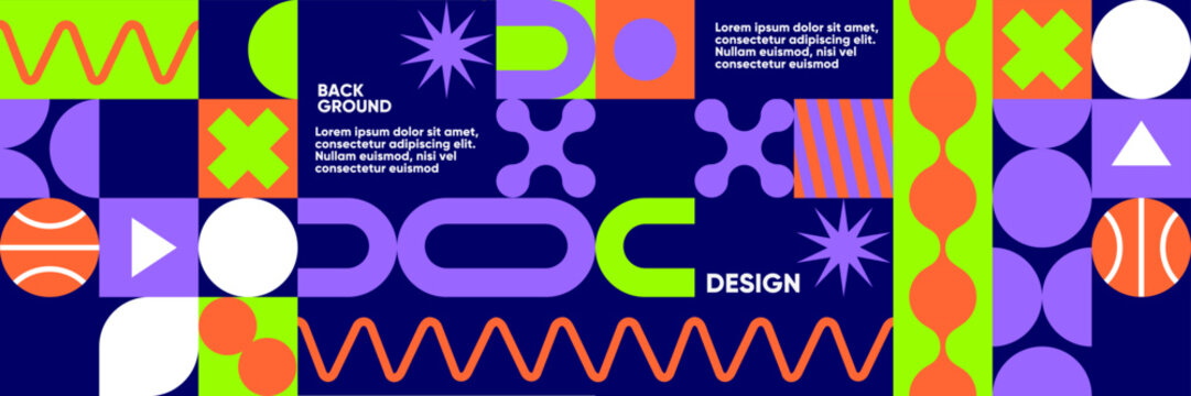 A bold abstract composition with geometric shapes in a mosaic style. A minimalist and modern vector background for posters, festivals, music, parties, and trendy banners. 