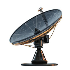 Isolated Modern Black Satellite Antenna, Technological Communication