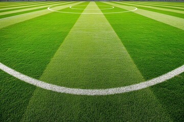 Obraz premium Green Grass Soccer Field with Lines for Play and Competition