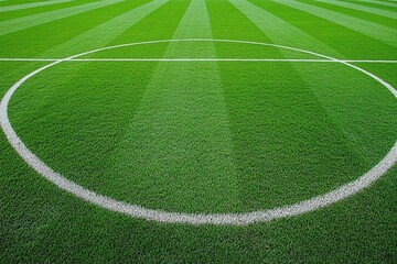 Obraz premium Perfectly Manicured Green Grass Soccer Field with Central Circle
