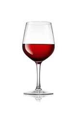 Red wine glass on white background