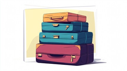 Luggage Baggage Pile Stacked Isolated Heap Travel