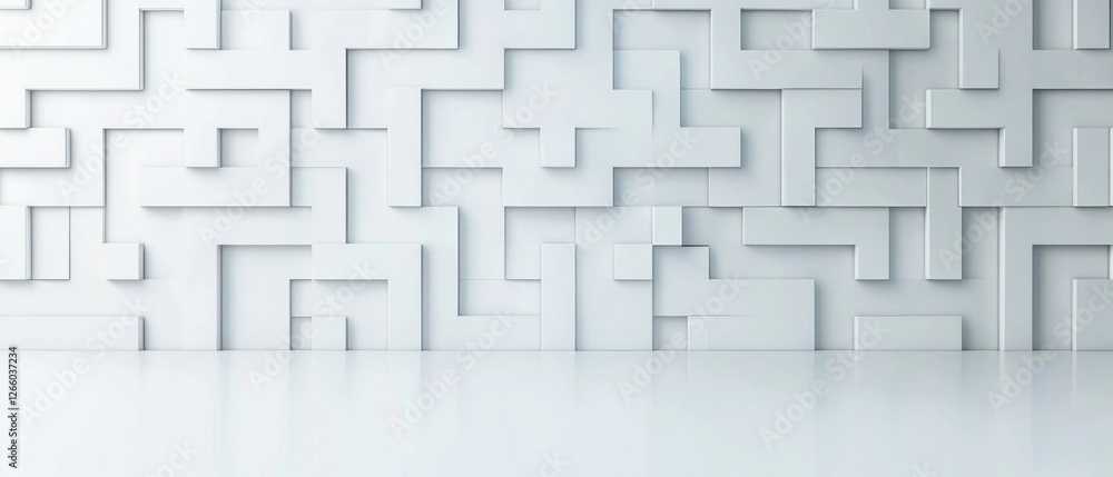 Poster white geometric abstract background with 3d shapes and clean lines