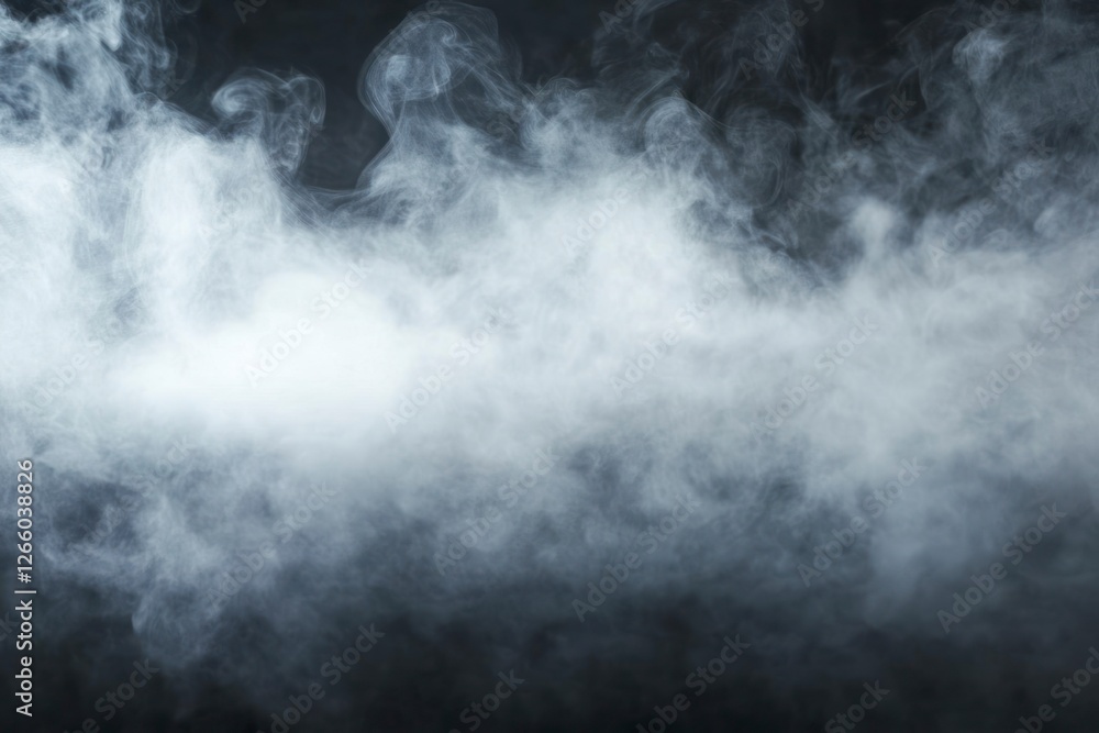 Poster white smoke on a black background, creating a smoky atmosphere and a smog-like effect with a blurred