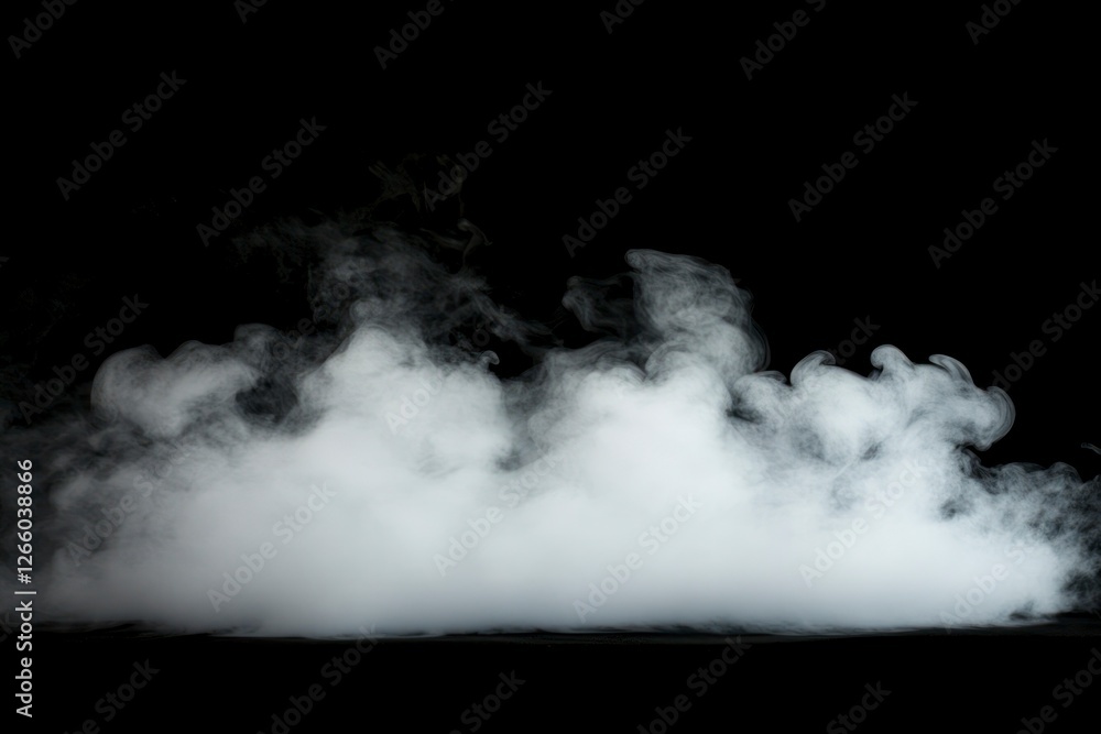 Poster white smoke on a black background, creating a smoky atmosphere and a smog-like effect with a blurred