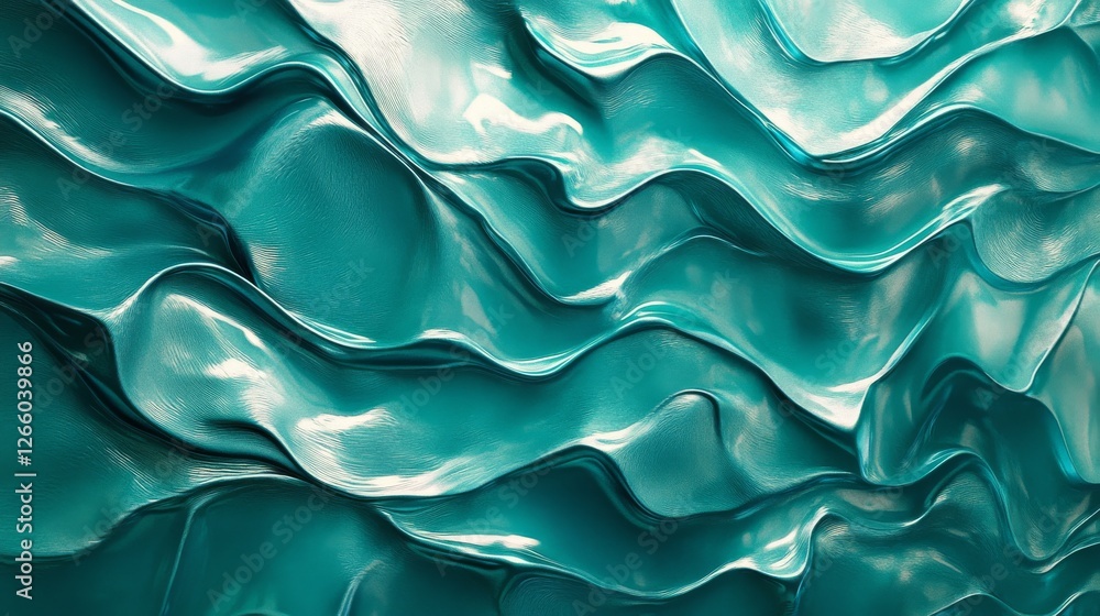 Poster metallic wave pattern. abstract reflective liquid surface, futuristic texture with fluid movement, g