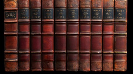 Fototapeta premium Row of Antique Leather-Bound Books