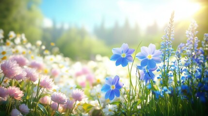Obraz premium Beautiful colorful wild flowers in Spring.