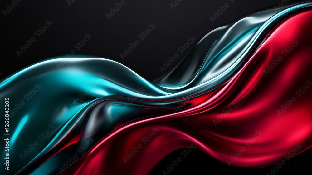 Poster paint splash collision with red and teal fluid motion creating an artistic expression in dynamic abs